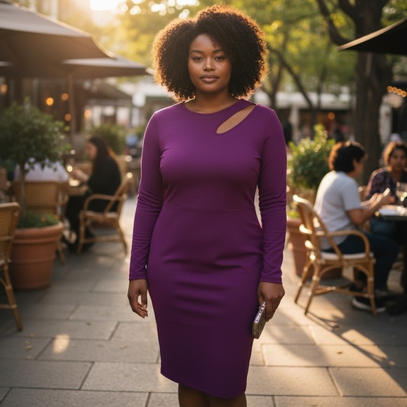 Raoul Dress Magenta Salvador Contour Dress Cut Out Midi Long Sleeve in Sz 14 NWT